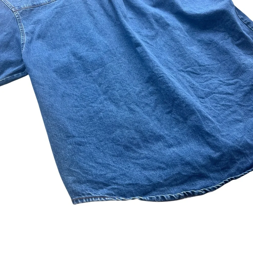 Lock Up Denim Mens XXL Med Wash Denim Button Front Long Sleeve Jean Shirt Jacket